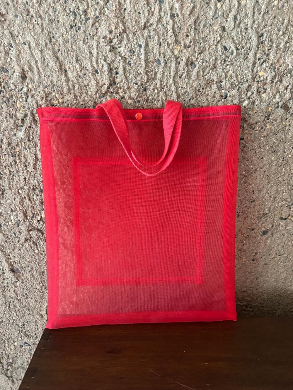 One of a Kind Handmade Red Sheer Mesh Tote Bag | Original Designer Piece